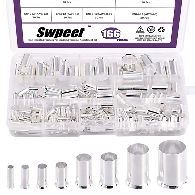 Copper Crimp Fitting Ferrules Assortment Kit - 166Pcs, 8 Sizes - Image 1 of 4