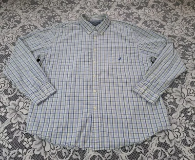 Nautica Shirt Size XXL Blue/ Yellow Plaid Button Down Long Sleeve 100% Cotton  - Image 1 of 4
