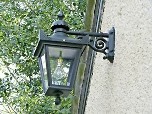 USED Ex-Display Large Black Victorian Wall Mounted Lantern With Black Top Fix - Picture 1 of 2