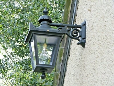 USED Ex-Display Large Black Victorian Wall Mounted Lantern With Black Top Fix - Image 1 of 2