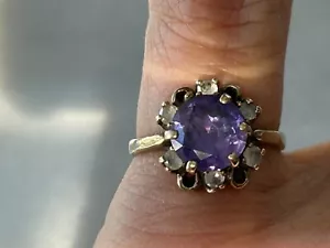 Anello Vintage Oro Giallo 10K Ametista Febbraio Taglia 6 BELLISSIMO! - Foto 1 di 5