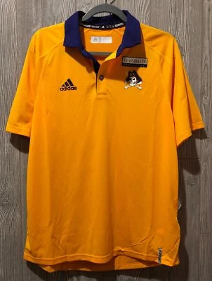 ADIDAS East Carolina Univ Pirates 2016 Sideline Gold S/S Polo Shirt NEW Mens M - Image 1 of 4