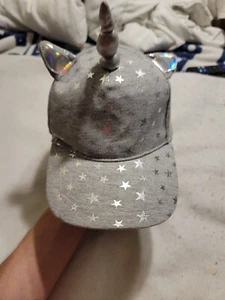 Justice Girls Unicorn Baseball Style Hat Gray With Stars - Picture 1 of 6