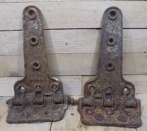 2 Large Vintage Railroad Box Car Hinges - Barn Door Gate Hardware Set (Lot 1) Cover