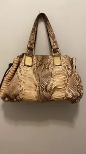 Michael Kors Collection beige & Brown REHEARSAL python satchel made in Italy - Picture 1 of 12
