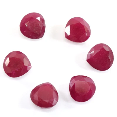 87.50 Ct Natural Certified Pear Shape Red Ruby Loose Gemstone Lot 6 Pieces - Image 1 of 4