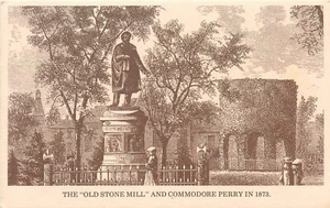 Postal Old Stone Mill Comodoro Perry Estatua Newport Rhode Island RI - Imagen 1 de 2