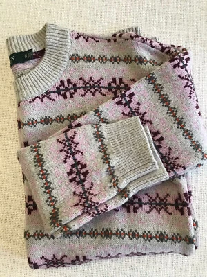 Suéter para mujer LAUREN RALPH LAUREN Fair Isle cuello redondo algodón lana talla XS Pullover Foto 1 de 4
