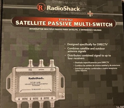 RadioShack Satellite Passive Multi-Switch 3-In/4-Out Dual-LNB #16-2571 (R9) - Image 1 of 4