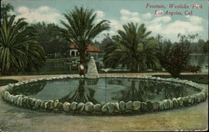 Los Angeles,CA Fountain Westlake Park 1915 California Postcard - Picture 1 of 2