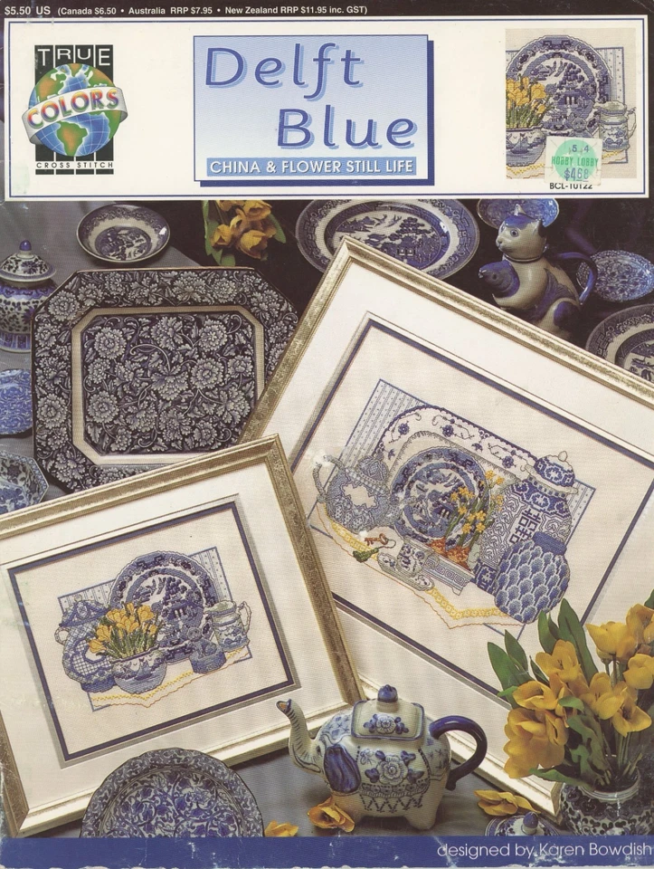 True Colors Delft Blue China Flower Still Life Counted Cross Stitch Pattern - Image 1 of 1