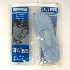 Vintage 60er Jahre kuschelige Treds Hausschuhe Damengröße 8-9 blau Frottee 1960er - Bild 1 von 7