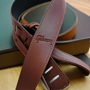 Passend für Gibson 2,3" breit verstellbar Baumwolle Leder E-Gitarre Bass Gurt - Bild 1 von 6