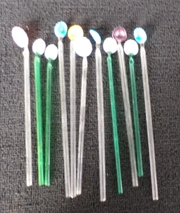 Konvolut 11 Glas Muschel Rührstäbchen Cocktail Rührstäbchen - Bild 1 von 2