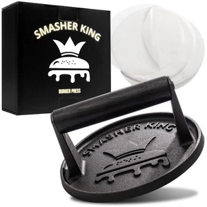 ™ - Premium Cast Iron Smash Burger Press incl. 25 pcs of Patty Paper, Burger ... - Picture 1 of 7