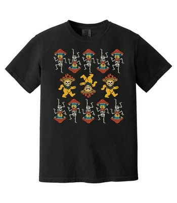 Camiseta Dancing Skeletons Mushroom Bear | Camiseta psicodélica patrón repetitivo | Foto 1 de 4
