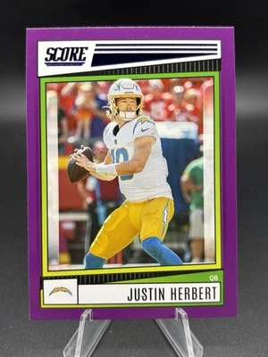 2022 Panini Score PURPLE #136 Justin Herbert Los Angeles Chargers - Image 1 of 2