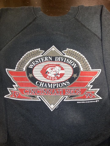 Vintage Cincinnati Reds 1990 Western Division Champions Size S M Sweatshirt Rare Cover