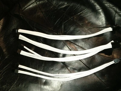 8 pin to 6+2 pin Pcie White Sleeved Extension 30cm x 3 Pcs  + 1 Pc 8 pin to 4+4 - Image 1 of 4