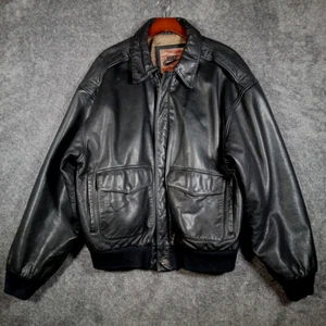 Vintage Nike Bomberjacke Herren L Leder Schwarz Full Zip - Bild 1 von 24
