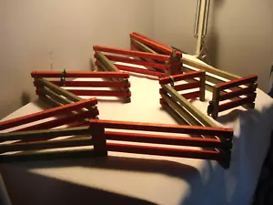 Vintage Red & Green Wooden Primitive Christmas Tree Putz Fence -126" Long - Picture 1 of 4