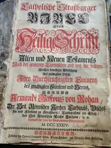 DIE KATHOLISCHE STRASSBURGER BIBEL 1734 BEI SIMON KURTZER - Bild 1 von 6