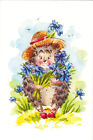 A. Petunova Hedgehog With Knapweeds Nice Hat Shoes Russian Postcard