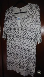 Nueva con etiquetas Túnica Agnes and Dora Hi-Lo Mangas 3/4 Talla Grande Acanalada - Imagen 1 de 3