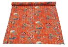 Kantha Decor Bedding Indian Quilt Cotton Throw Blanket Orange Coverlets Hippie