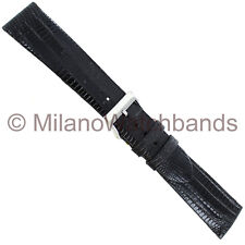 20mm Milano Black Unstitched Genuine Teju Lizard Mens Watch Band Regular 0040