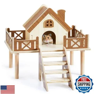 Wooden Hamster Platform and Dwarf Hamster House, Hamster Cage Platform With C - Picture 1 of 5