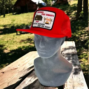 Vintage Fred Shader’s Pig Roast Ulster County NY 1987 Red Trucker Hat Patch - Picture 1 of 11
