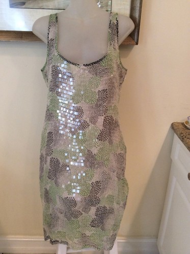 Abito TORY BURCH seta SEXY paillettes senza maniche tank couture taglia 8