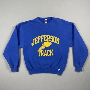 VTG Russell Athletic Sweatshirt Men Medium Blue Track Field Winged Foot Logo 90s - Picture 1 of 11