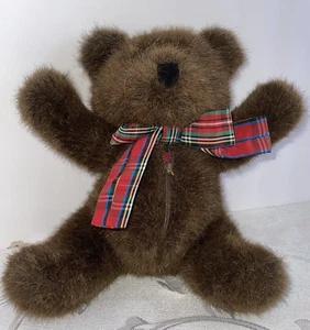 No. American Bear Co. Oso de peluche de peluche marrón cinta a cuadros 10" sentado - Imagen 1 de 6