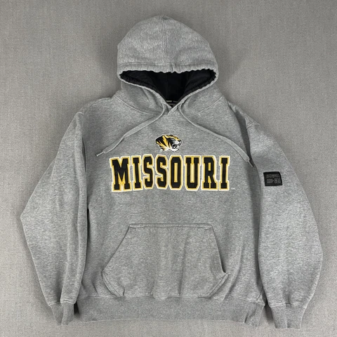 Mizzou Womens M University of Missouri Gray Hoodie Sweatshirt Embroidered Logo Cover