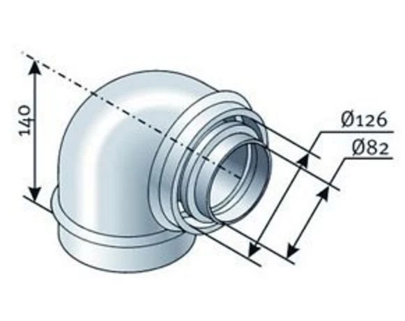 Coude de rallonge symétrique 90° ventouse horizon 85092 D Saunier Duval CL 23