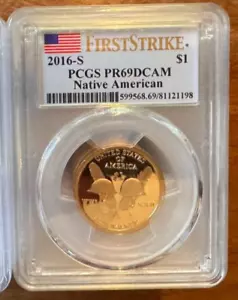 2016 S PCGS PR69 Sacagawea Native American Dollar 1 $ Münze - Bild 1 von 2