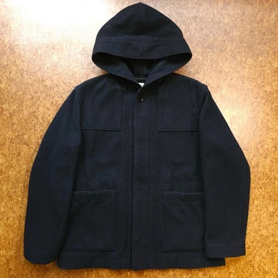 MHL Margaret Howell Made in Japan Thick Melton Wool Hooded Jacket Navy Small - Image 1 of 4
