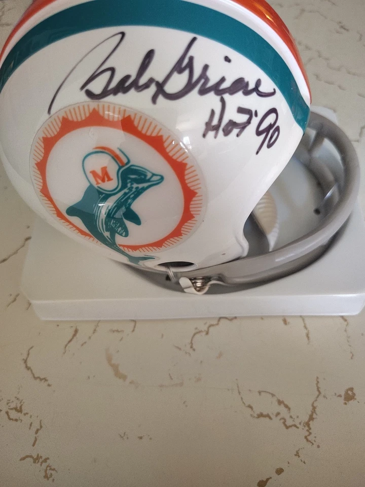 Minicasco Bob Griese Autografiado/HOF 90 Inscrito TB 2 Bares Miami Dolphins. Foto 1 de 3