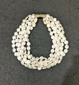 De colección. Collar Distintivo Moneda Perla Cultivada Multi Hilo 17" - Imagen 1 de 5