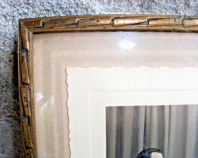 Cadre XIXème en bois doré 28 X 21 cm Feuil.27 X 20 cm+photo+verre ancien - Photo 1/4