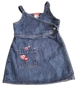 Vintage Y2K Baby Gap Toddler Girl Clothes SZ 18-24M Denim Jean Embroidered Dress - Picture 1 of 6