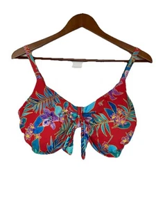 Swimsuits For All Women's 18 Underwire Swim Top Adjustable Floral Red NWT - Picture 1 of 6