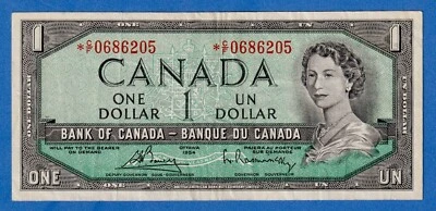 Canada $1 1954 BC-37cA / P-75c REPLACEMENT NOTE (Circulated) *C/F 0686205 - Image 1 of 3