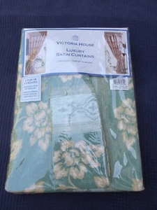 Vintage Victoria House Luxury Satin Curtains 46" x 72" With Tie Backs - Picture 1 of 6