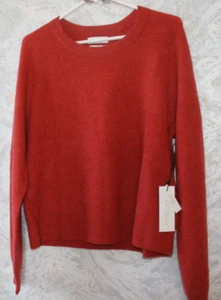 Rachel Zoe 2-Ply Cashmere Ribbed Knit Pullover Sweater Large Orange Long sleeves - Picture 1 of 2