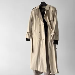 Vintage 90s Burberrys Women’s Belted Beige Long Trench Coat SIZE 10 Extra Long - Picture 1 of 9