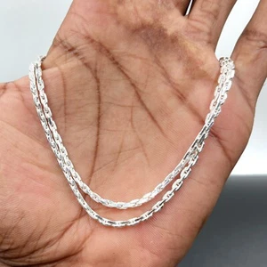 925 Sterling Silber Dicke Grobe Oval Glieder Panzerkette Halskette für Herren Damen - Bild 1 von 7