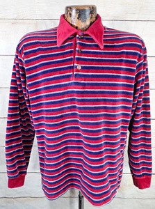 Vintage 70s Career Club Velour Shirt Men’s Large Striped Pullover USA made - Picture 1 of 13